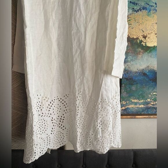 Johnny Was 4 For Love & Liberty White Embroidered Cardigan Sz M Línen Boho - Picture 4 of 12